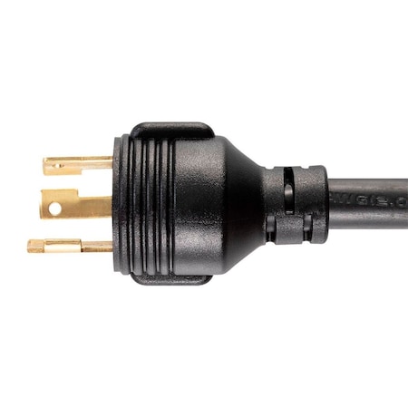 Monoprice SJT Locking Extension Cord, 10 AWG, Indoor, 10/3, 1 Outlets, L5-30R, Black, L5-30P, 25 ft 40146